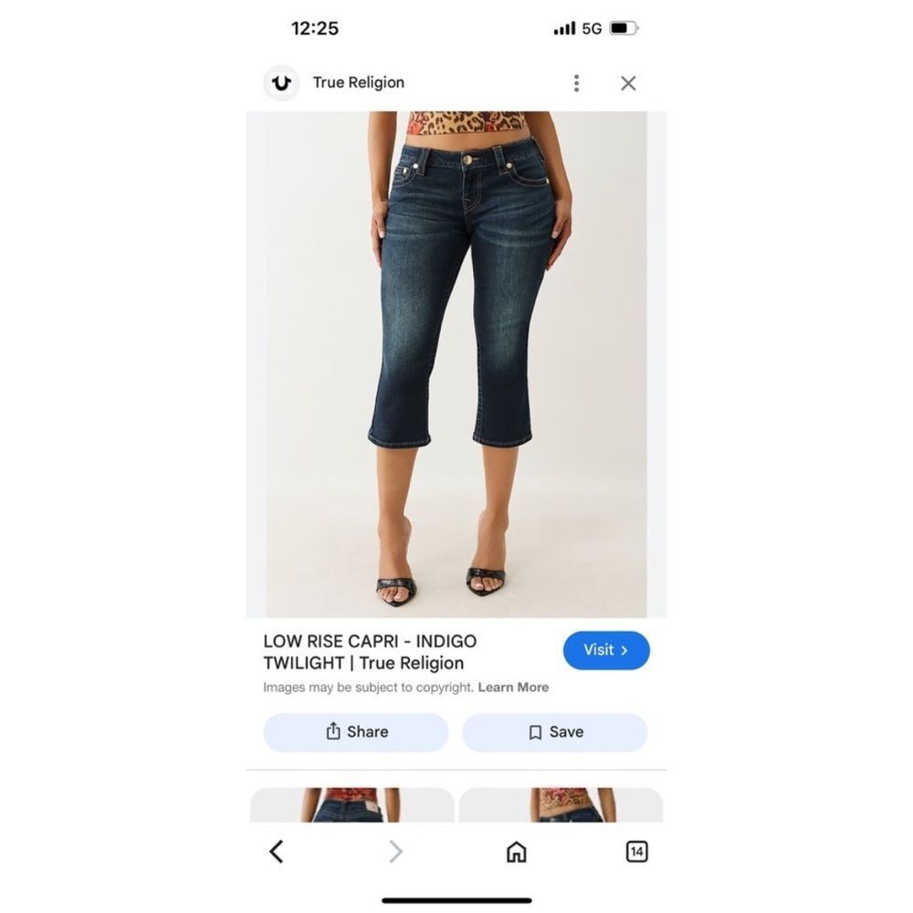 NWT True Religion Billie Flap Straight Capri size 28